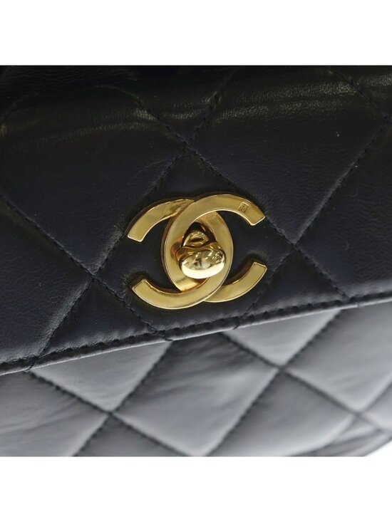 Chanel Quilted Backpack Lambskin Gold Black Seal